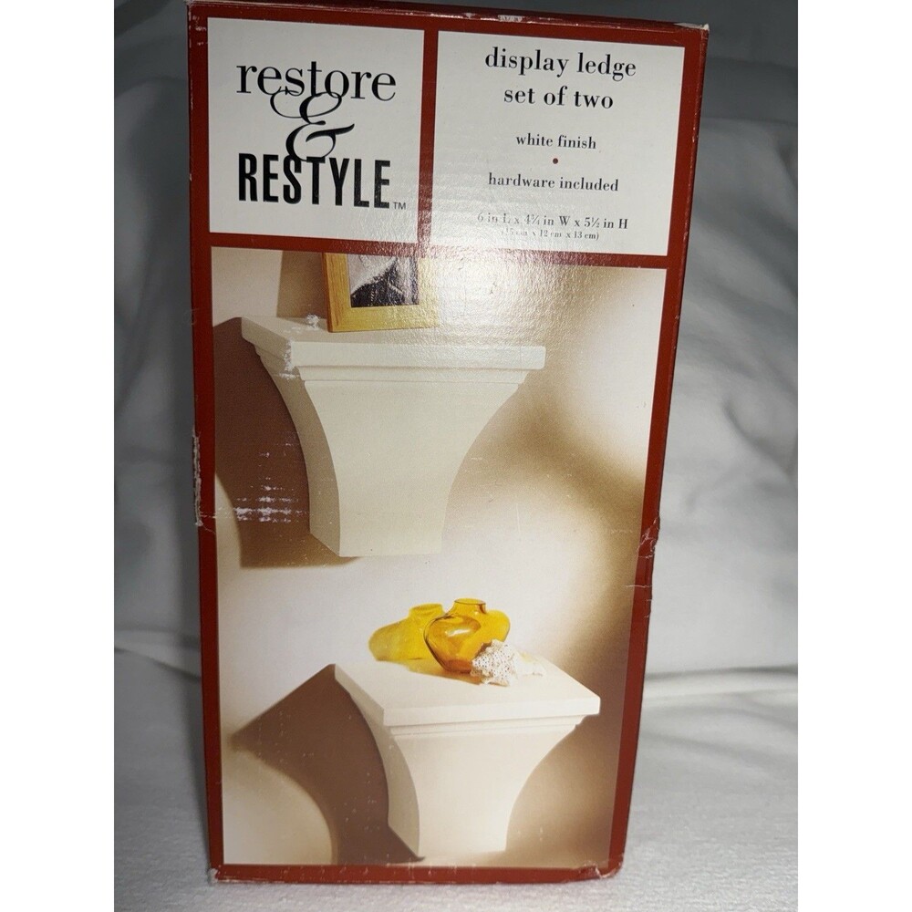 Restore & Restyle Display Ledge Wall Shelves Set of 2 White 6 x 4 3/4 x 5 1/2